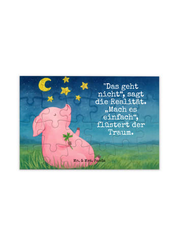 Puzzle Schwein Glück Design mit Spruch in Weiß