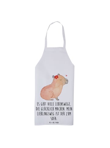 Schürze Capybara Blume mit Spruch in Weiß