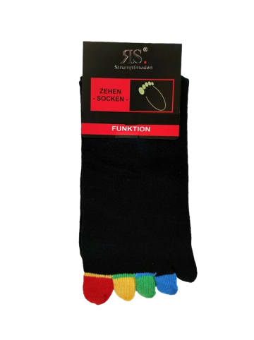 Zehensocken aus Baumwolle mit bunten Zehen in black