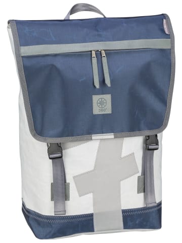 Rucksack Landgang in Weiß/Blau mit grauer Zahl