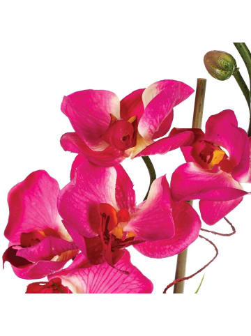 Glasvase mit Kunstblumen in Rosa, Ø 18 cm