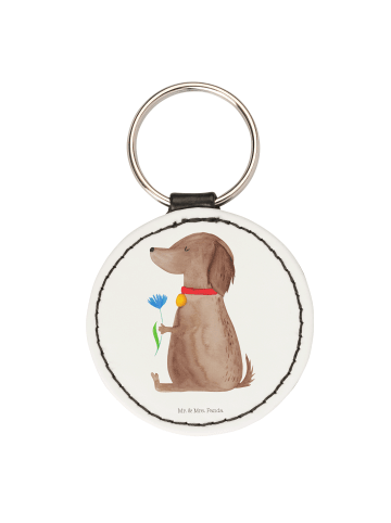 Schlüsselanhänger Hund Blume ohne Spruch in Weiß