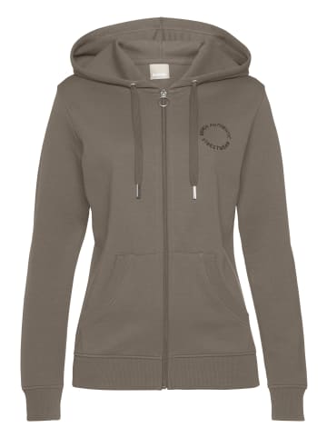 Kapuzensweatjacke in taupe