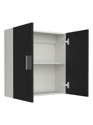 Wandregal Badregal Badmöbel Wandschrank Zalo in Weiß / Schwarz