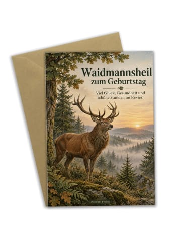 Geburtstagskarte Hirsch klassisch Design mit Sp... in Weiß