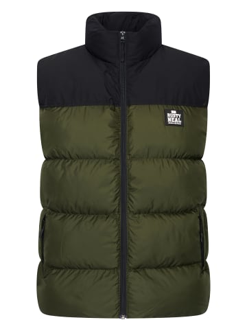 Gepolsterte Colorblock Puffer-Steppweste Warm Outdoor in Khaki