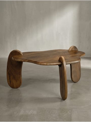 Couchtisch 78x78x39,5 cm Mango Massivholz Walnussfarben Sofatisch