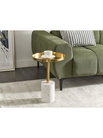 Beistelltisch CAMELO II in Gold/Weiß - (W) 36 x (H) 52 x (L) 36 cm