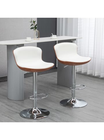 Barhocker in Cremeweiß & Silber 50L x 46B x 106H cm