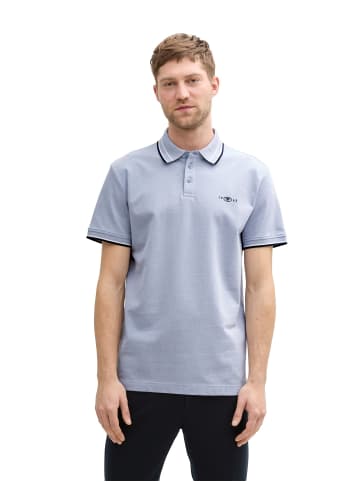 Poloshirt mit kontrastierenden Streifen und Logo in Hellblau