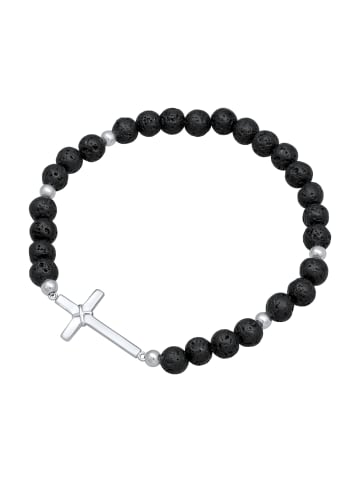 Armband 925 Sterling Silber Kreuz, Kugel in Schwarz