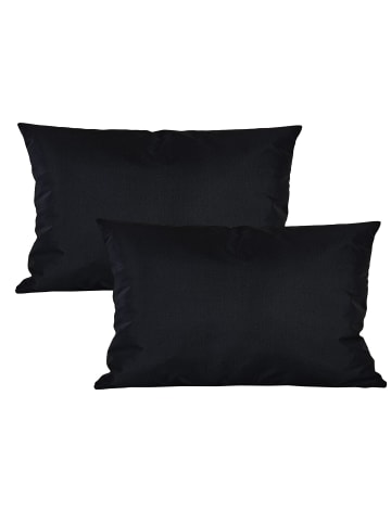 2er Set Outdoor Kissenhülle 30x50cm Uni in Schwarz