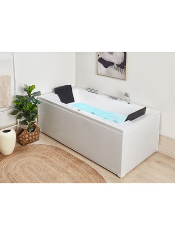 6-tlg Whirlpool Badewannen VARADERO in Weiß/Schwarz/Silber rechtsseitig