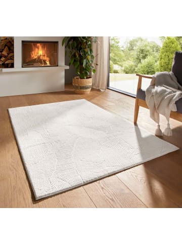 Kurzflorteppich Homestyle Blätter in Creme