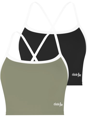 Sporttop Doppelpack in Schwarz/Oliv