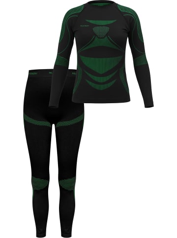 Funktionsunterwäsche Set Hemd + Hose Unisex in Schwarz/Grün