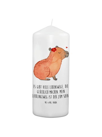Kerze Capybara Blume mit Spruch in Weiß