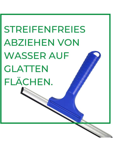 Novaliv Sparset Fensterabzieher 23 cm + 45 cm Aluleiste mit Gummilippe in blau