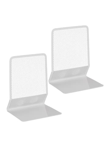 2 x Buchstütze in Weiß - (B)13,5 x (H)17 x (T)10,5 cm