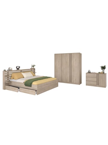 SCHLAFZIMMER-SET 4-tlg. Parisot Escale 22 Holzdekor Japanische Eiche