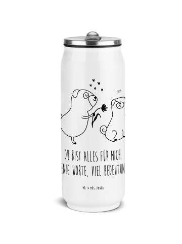 Thermosflasche Mops Verliebt mit Spruch in Weiß