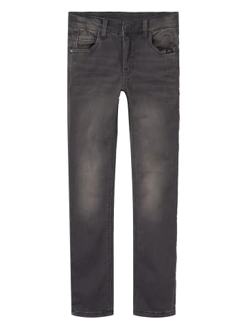 Stretch Jeans Slim Fit Used Look Verstellbar in Grau