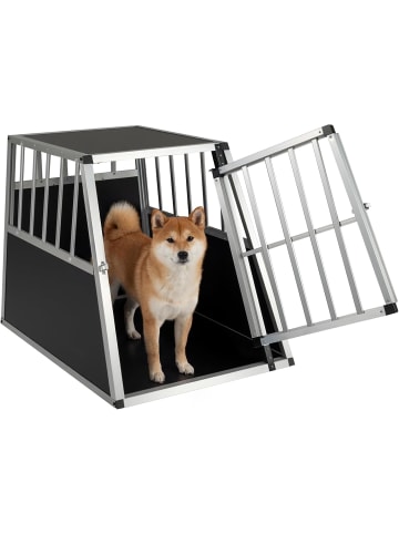 Hundetransportbox Alu Hundebox 91 x 65 x 69,5 cm in Schwarz