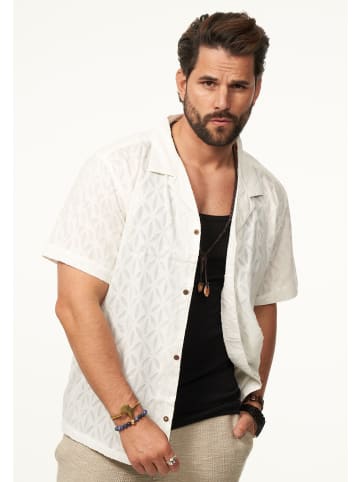 Kurzarmhemd - im Vintage Summer-Look Kurzarm Strick Polo-Hemd T-Shirt in Ecru