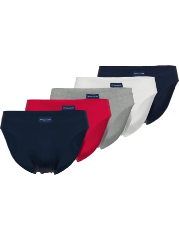 Baumwolle, Single-Jersey Slip 5er-Pack in marine/weiß