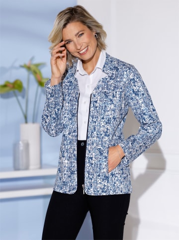 Sweatblazer in eisblau-marine-gemustert