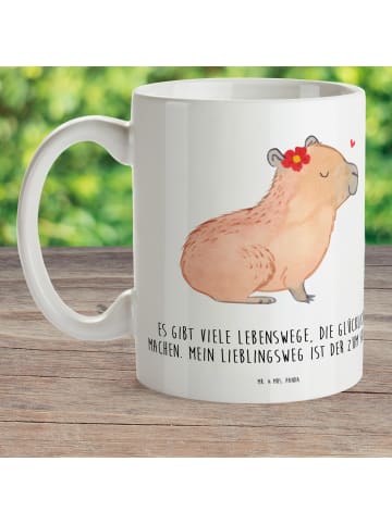 Plastikbecher Capybara Blume mit Spruch in Weiß