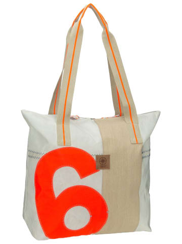 Shopper Welle in Weiss/Sand/Zahl Orange
