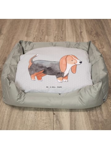 Hundebett Basset Hound Lebensretter ohne Spruch in Grau Pastell