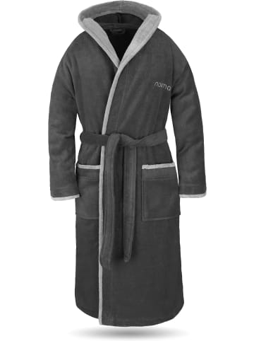 Damen Wellness-Bademantel aus 100% Baumwolle in Schwarz/Grau