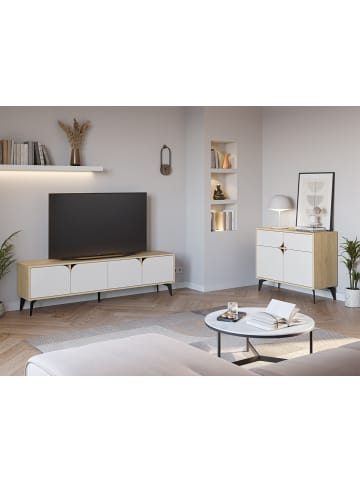Sideboard mit Türen FLORA in Weiß - (W)95  x (H)79.3  x (L)40 cm