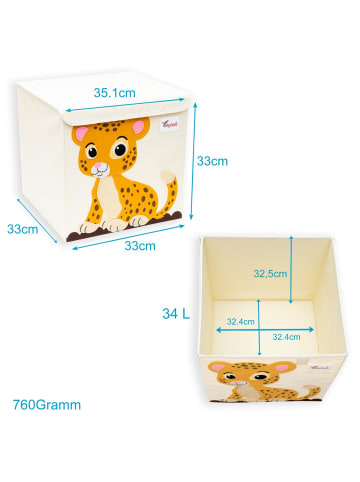 Aufbewahrungsbox mit Deckel Kinder kompatibel mit Kallax Regalen in Tiger