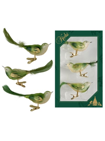 3er-Set: Baumschmuck-Vögel in Grün