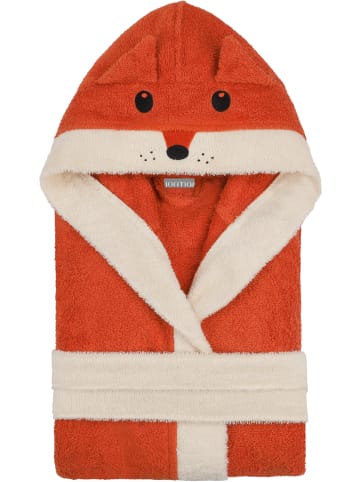 Kinder Bademantel aus Bio-Baumwolle Malia in Orange / Fuchs