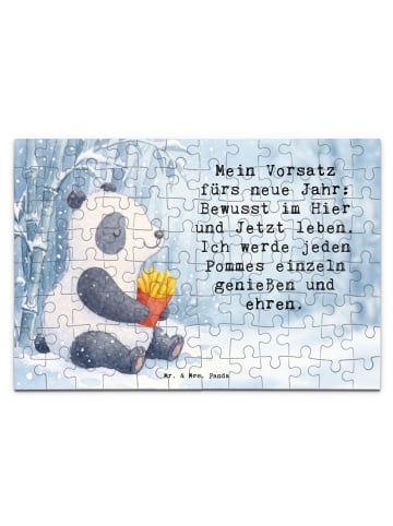 Puzzle Panda Winter Pommes Design mit Spruch in Weiß