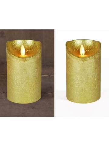 LED Echtwachskerze 12,5cm mit Timer in Gold