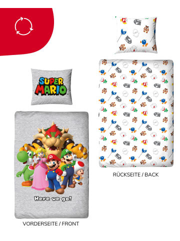 Bettwäsche-Set Biber/Flanell "Super Mario & Friends" in Grau