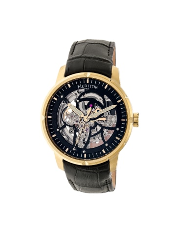 Ryder Skelett-Uhr mit Lederarmband in Black/Gold