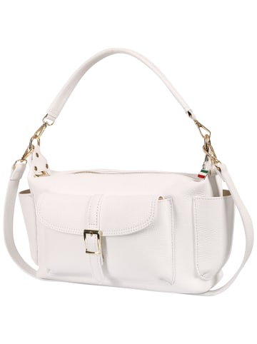 Florence Schultertasche Leder weiß ca. 34cm