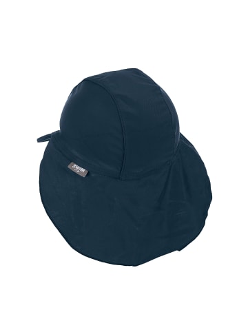 Bademütze mit Nackenschutz uni in marineblau