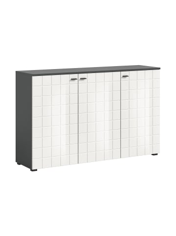 Sideboard (B/H/T): 138x86x37 in weiß Hochglanz und anthrazit