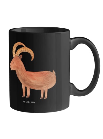 Kaffeetasse Steinbock Wecker mit Spruch in Schwarz
