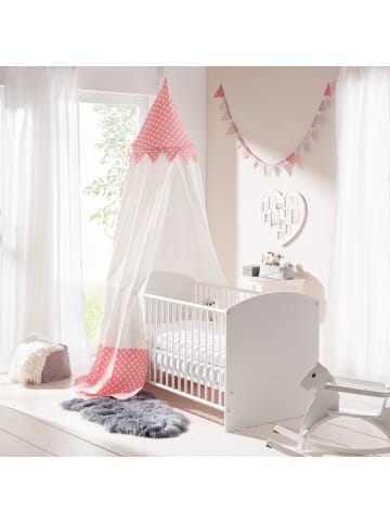 Baldachin Betthimmel Spielzelt für Kinderzimmer rosa/weiß