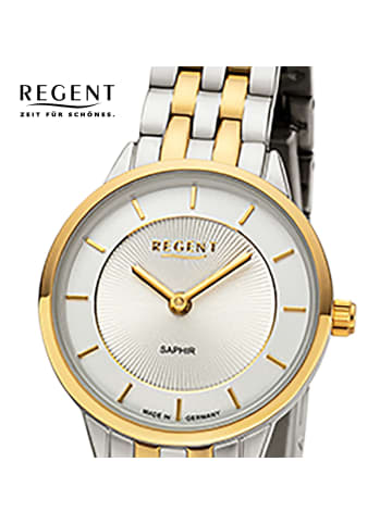 Armbanduhr Regent Metallarmband silber, gold klein (ca. 27mm)