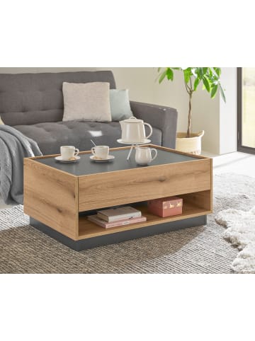 Couchtisch Evoke Eiche, grau 90 x 60 cm, Wohnzimmertisch mit Stauraum
