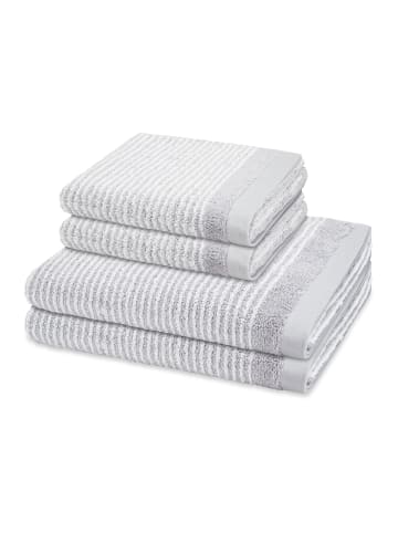 2 X Handtuch 2 X Duschtuch im Set Stripes in Hellgrau